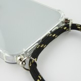 Hülle iPhone 12 mini - Gummi transparent mit Seil schwarz - Gold