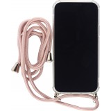 Hülle iPhone 12 Pro Max - Gummi transparent mit Seil rosa - Gold