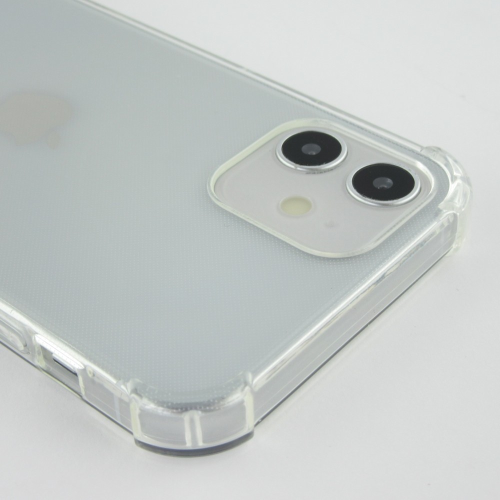 Coque iPhone 12 / 12 Pro - Gel transparent avec lacet rayé blanc - Noir