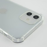 Coque iPhone 12 mini - Gel transparent avec lacet rayé blanc - Noir