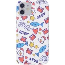 Coque iPhone 12 - Silicone Lovely Baby - Blanc