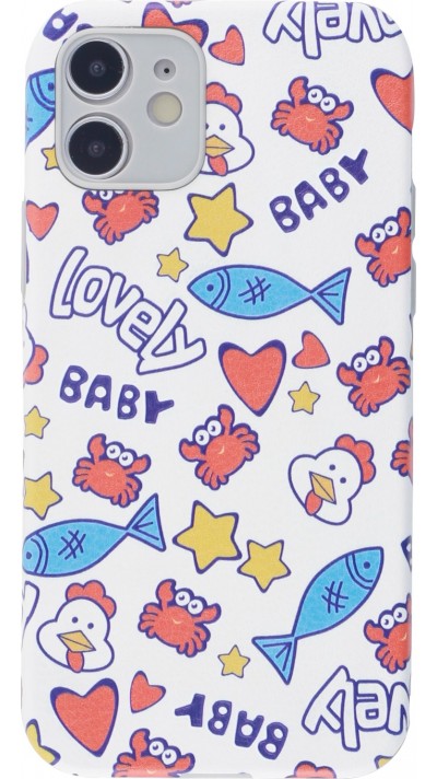 Coque iPhone 12 - Silicone Lovely Baby - Blanc