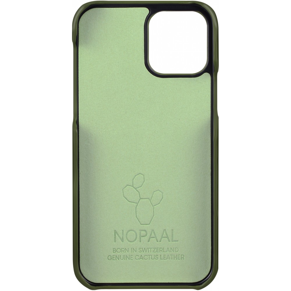 Coque iPhone 12 / 12 Pro - NOPAAL cuir de cactus vegan vert pampa