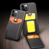 Coque iPhone 13 Pro Max - Qialino Wallet porte-cartes cuir véritable - Noir