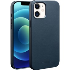 Coque iPhone 12 / 12 Pro - Qialino cuir véritable (compatible MagSafe) - Bleu