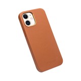 Coque iPhone 12 mini - Qialino cuir véritable (compatible MagSafe) - Brun