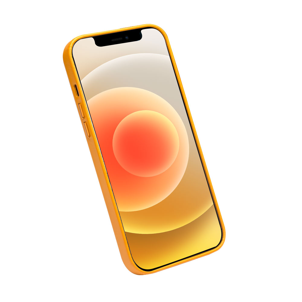 Hülle iPhone 12 mini - Qialino Echtleder (MagSafe kompatibel) - Orange