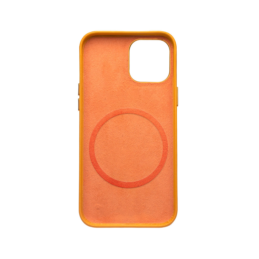 Coque iPhone 12 / 12 Pro - Qialino cuir véritable (compatible MagSafe) - Orange