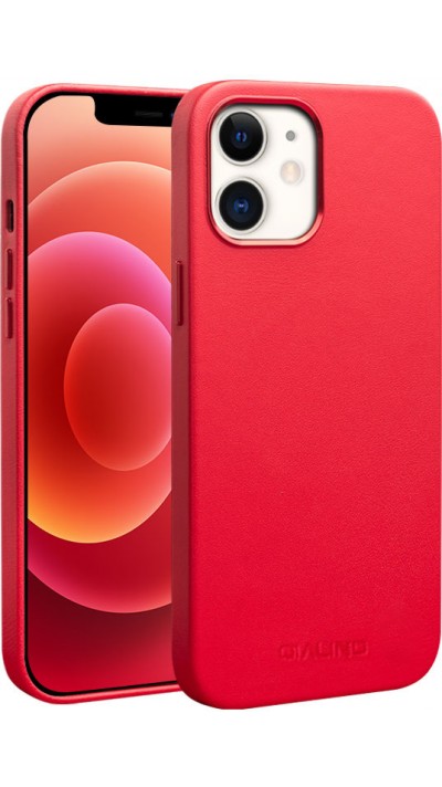 Hülle iPhone 12 mini - Qialino Echtleder (MagSafe kompatibel) - Rot