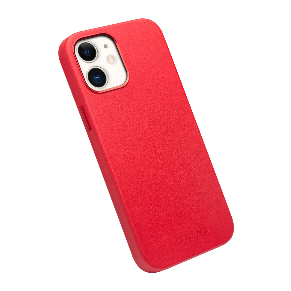 Coque iPhone 12 mini - Qialino cuir véritable (compatible MagSafe) - Rouge