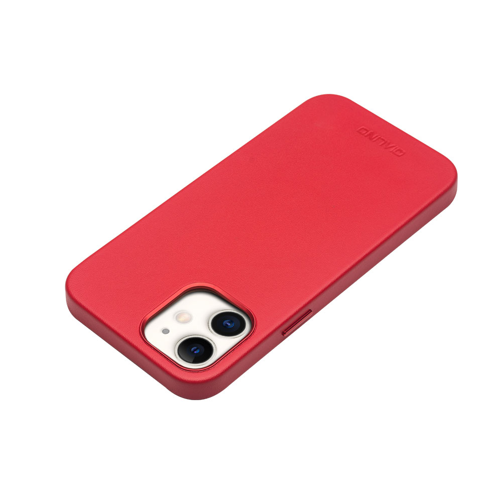 Coque iPhone 12 / 12 Pro - Qialino cuir véritable (compatible MagSafe) - Rouge