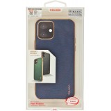 Coque iPhone 12 / 12 Pro - SULADA Gel Bronze et cuir véritable - Bleu