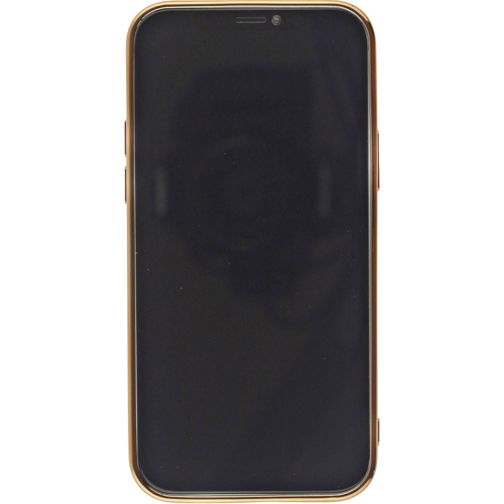 Coque iPhone 12 / 12 Pro - SULADA Gel Bronze et cuir véritable - Bleu