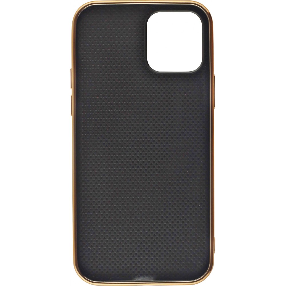 Coque iPhone 12 / 12 Pro - SULADA Gel Bronze et cuir véritable - Bleu