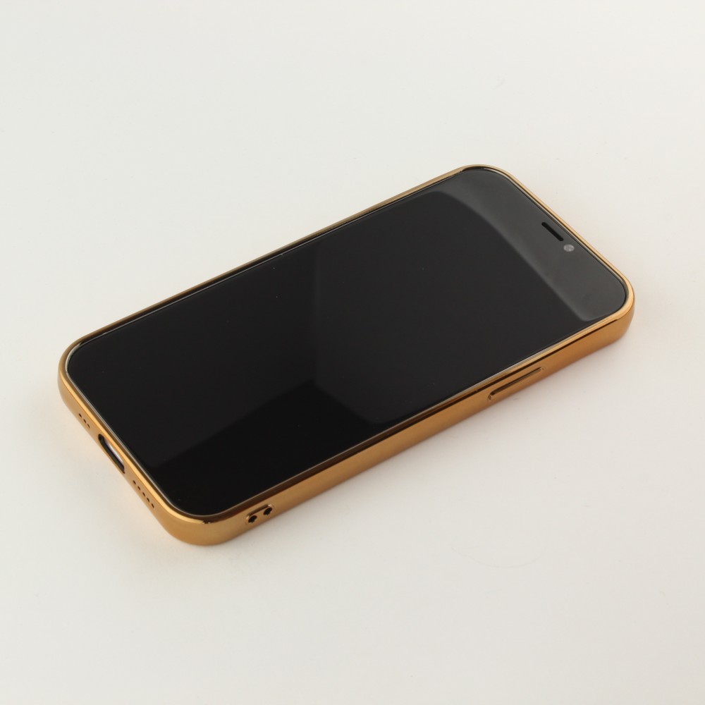 Coque iPhone 12 / 12 Pro - SULADA Gel Bronze et cuir véritable - Bleu