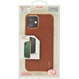 Hülle iPhone 12 / 12 Pro - SULADA Gummi Bronze und echtes Leder - Braun