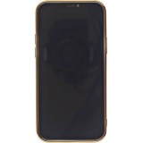 Hülle iPhone 12 / 12 Pro - SULADA Gummi Bronze und echtes Leder - Braun