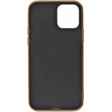 Coque iPhone 12 / 12 Pro - SULADA Gel Bronze et cuir véritable - Brun