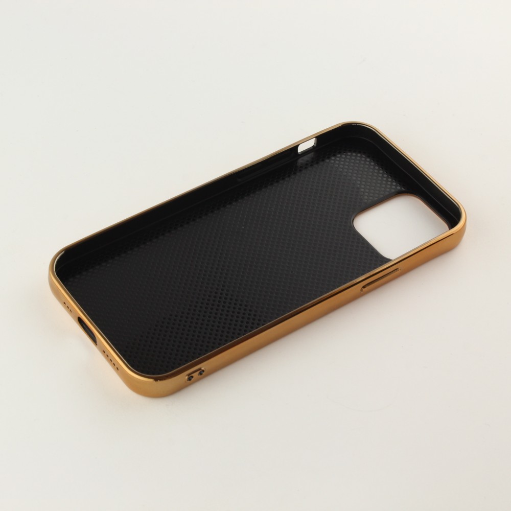 Hülle iPhone 12 / 12 Pro - SULADA Gummi Bronze und echtes Leder - Rot
