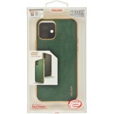 Hülle iPhone 12 / 12 Pro - SULADA Gummi Bronze und echtes Leder grün