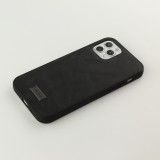 Hülle iPhone 12 / 12 Pro - SULADA Silikon und Echtleder - Schwarz