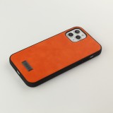 Coque iPhone 12 / 12 Pro - SULADA Silicone et cuir véritable - Orange