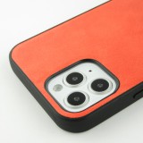 Coque iPhone 12 / 12 Pro - SULADA Silicone et cuir véritable - Orange