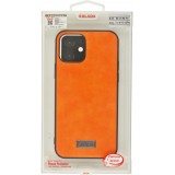 Coque iPhone 12 / 12 Pro - SULADA Silicone et cuir véritable - Orange