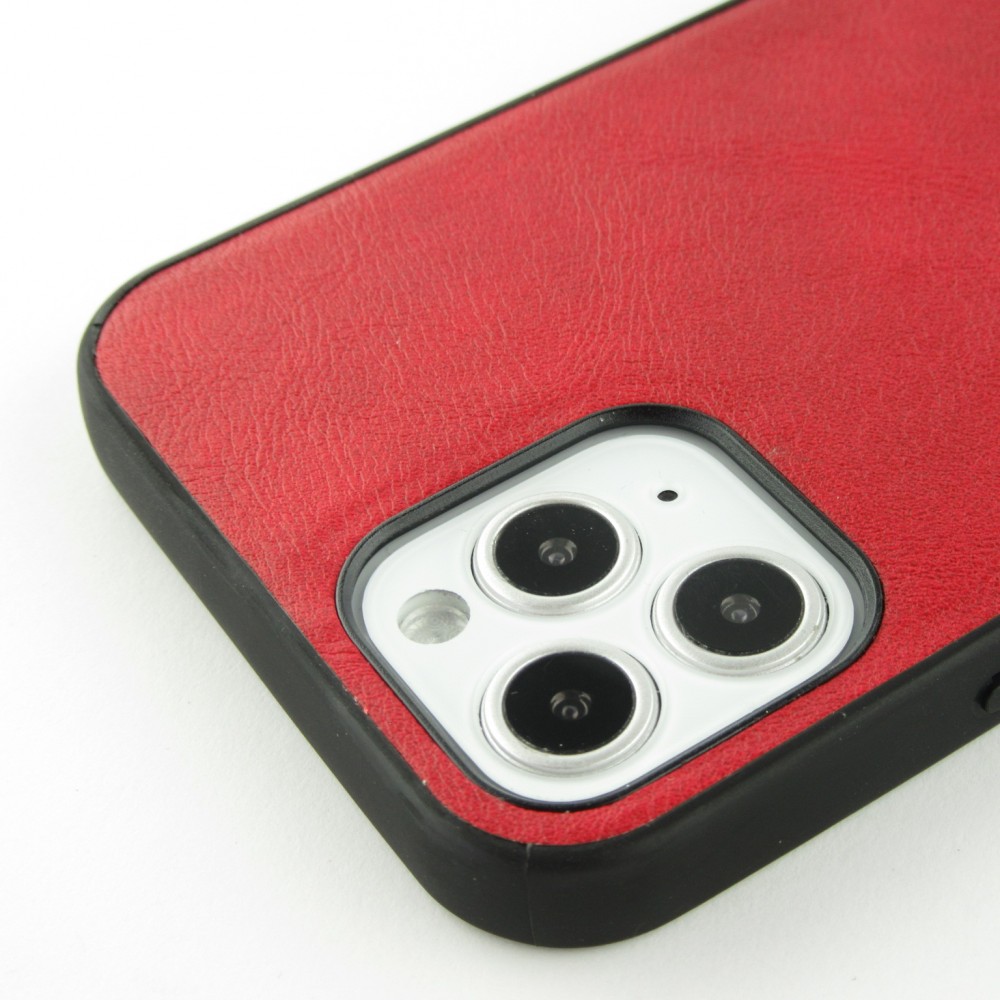 Hülle iPhone 12 / 12 Pro - SULADA Silikon und Echtleder - Rot