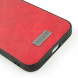 Hülle iPhone 12 / 12 Pro - SULADA Silikon und Echtleder - Rot