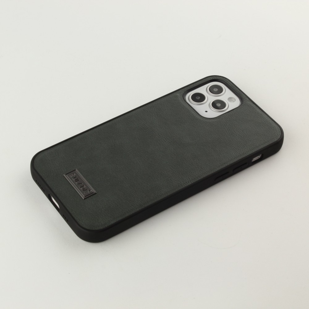 Hülle iPhone 12 / 12 Pro - SULADA Silikon und Echtleder - Grau