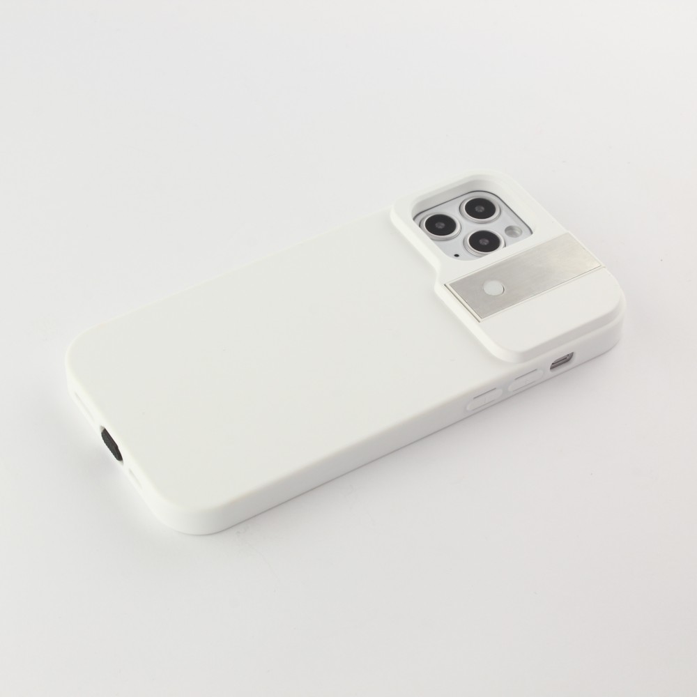 Coque iPhone 12 / 12 Pro - Selfy light avec lumière à selfie - Blanc