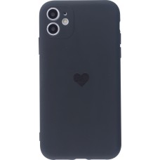 Hülle iPhone 12 - Silikon Mat Herz - Schwarz