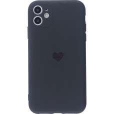 Coque iPhone 12 - Silicone Mat Coeur - Noir