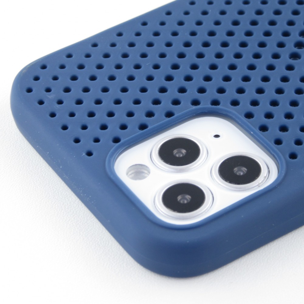 Coque iPhone 12 / 12 Pro - Silicone Mat avec trous - Bleu