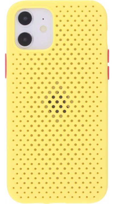 Coque iPhone 12 / 12 Pro - Silicone Mat avec trous jaune