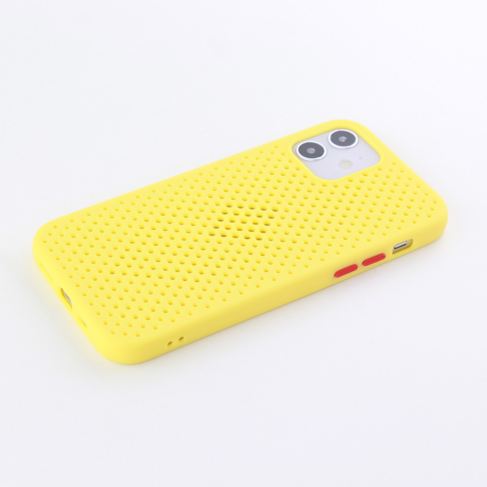 Coque iPhone 12 / 12 Pro - Silicone Mat avec trous jaune