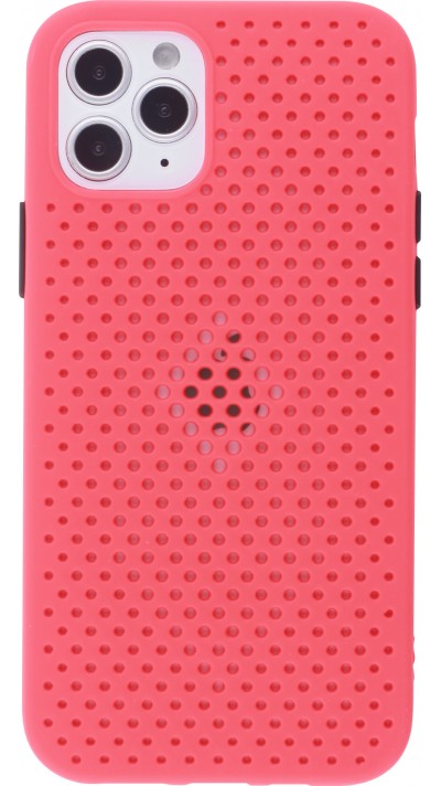 Coque iPhone 12 / 12 Pro - Silicone Mat avec trous - Rouge