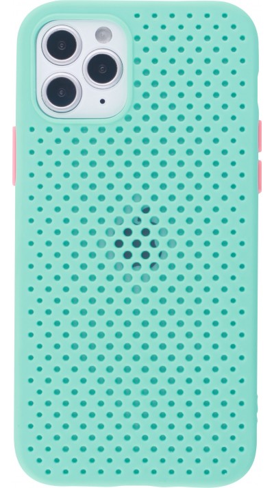 Coque iPhone 12 / 12 Pro - Silicone Mat avec trous - Turquoise