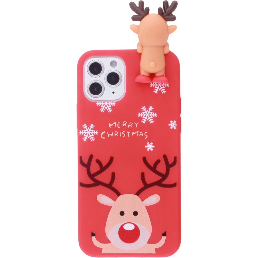 Coque iPhone 12 mini - Silicone Noël renne 3D