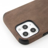 Coque iPhone 12 / 12 Pro - Soft Touch cuir brun foncé