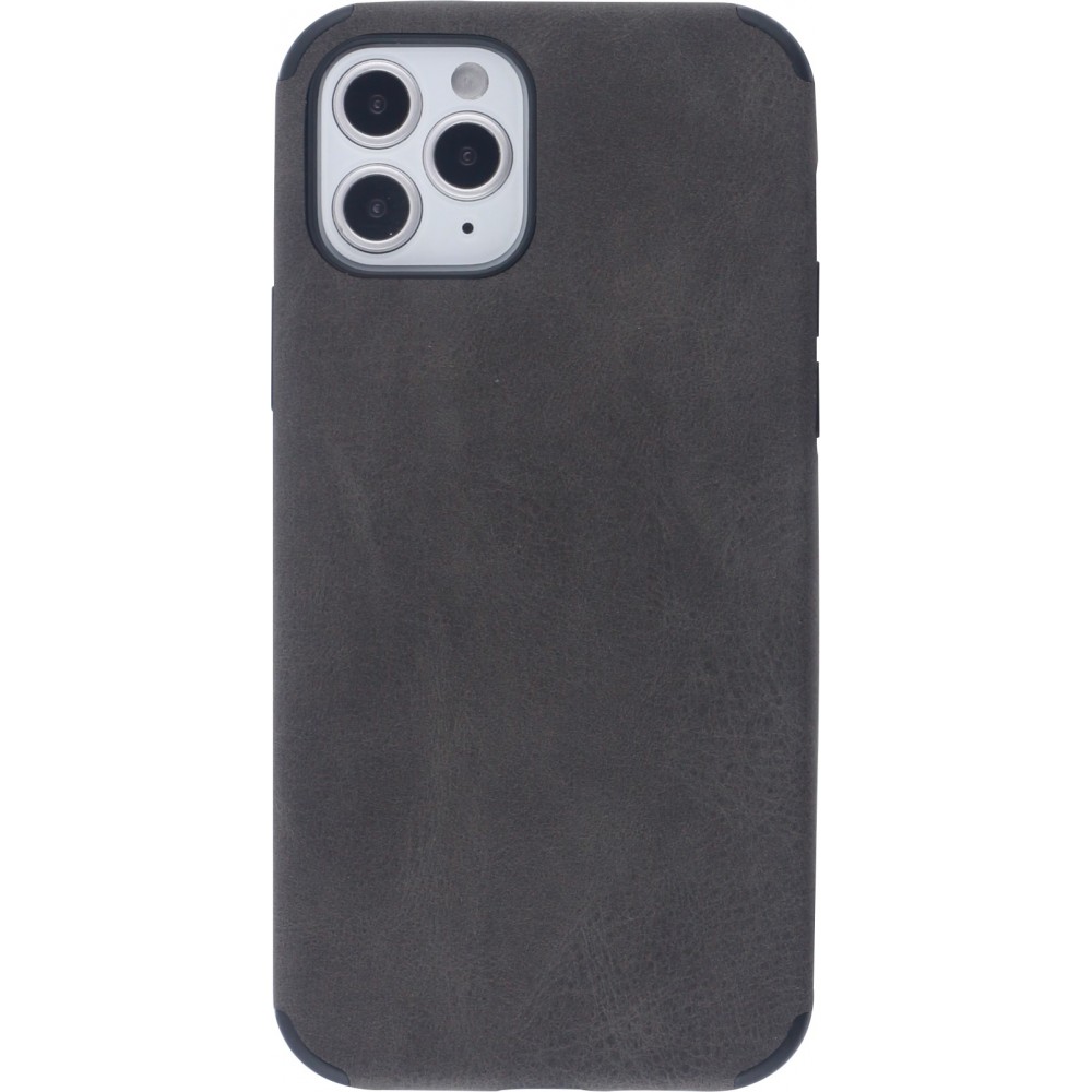 Coque iPhone 12 / 12 Pro - Soft Touch cuir - Gris