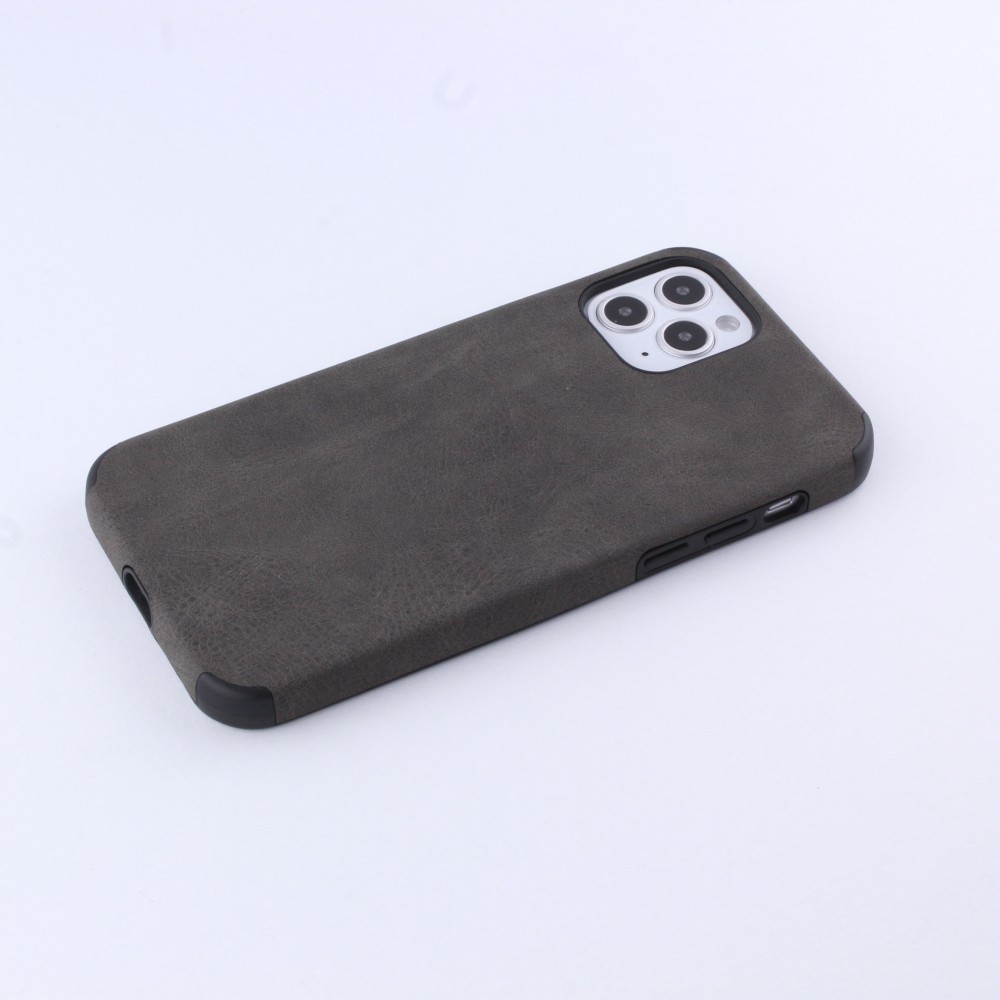 Coque iPhone 12 / 12 Pro - Soft Touch cuir - Gris