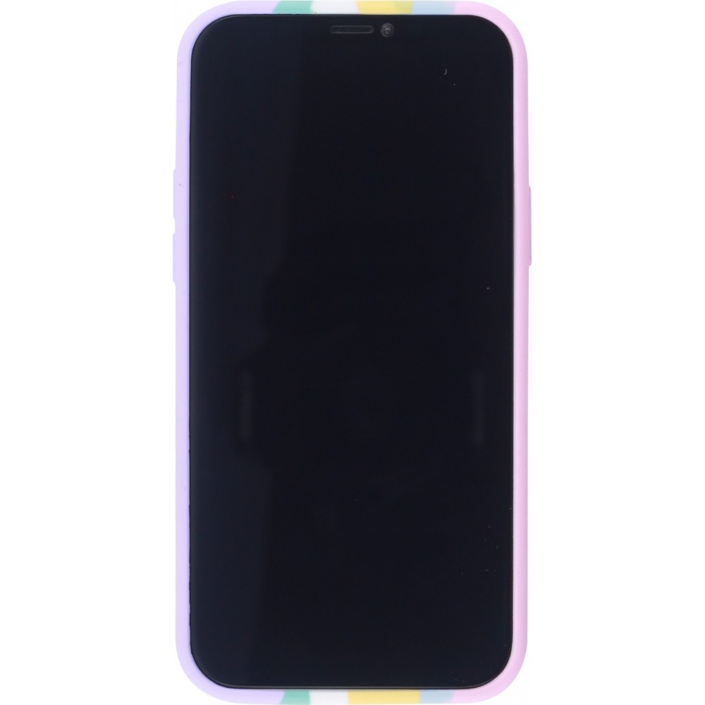 Coque iPhone 12 / 12 Pro - Soft Touch multicolors rose - Violet