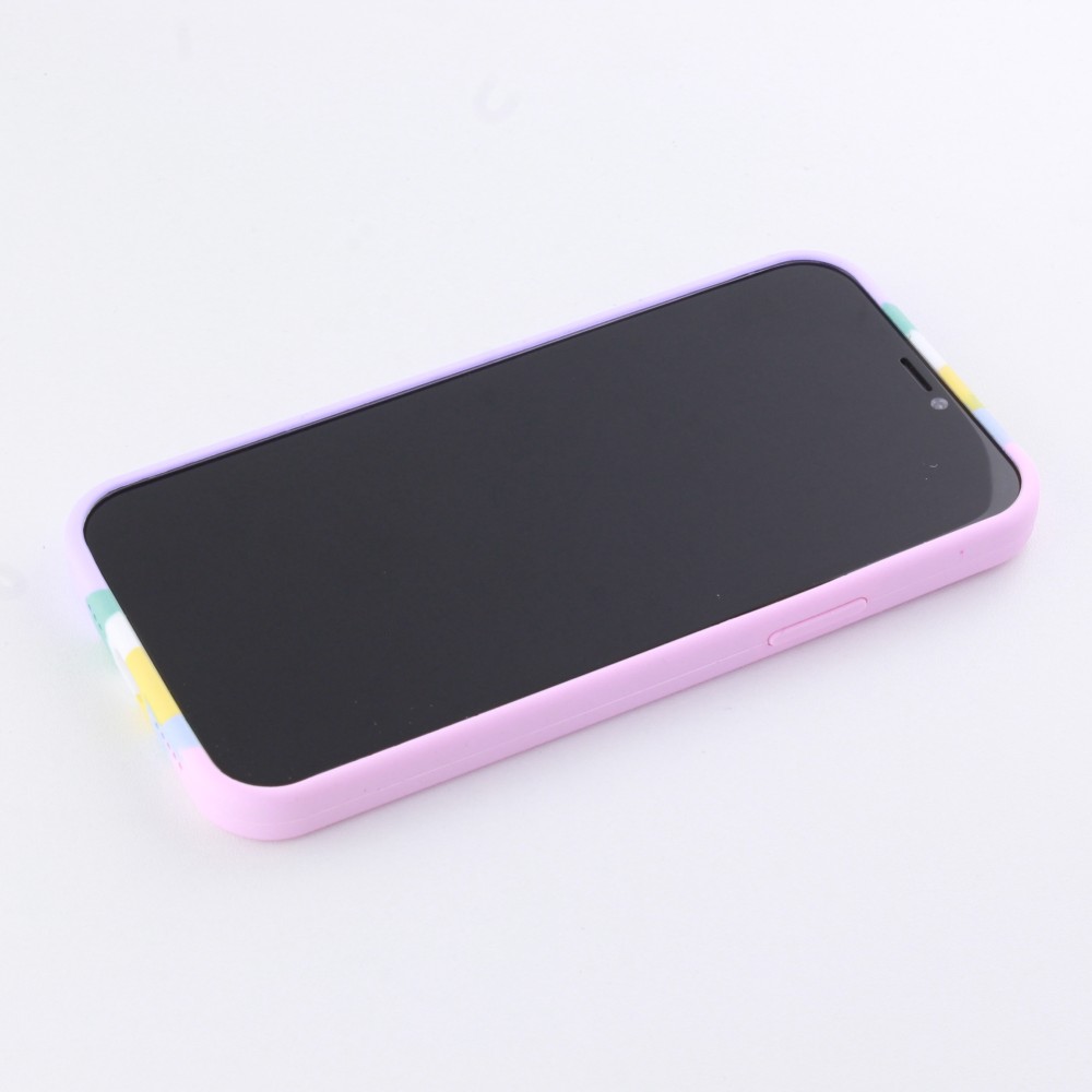 Coque iPhone 12 / 12 Pro - Soft Touch multicolors rose - Violet