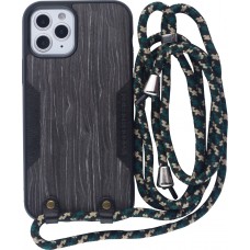 Coque iPhone 12 / 12 Pro - Wooden Design ébène