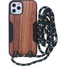 Coque iPhone 12 / 12 Pro - Wooden Design noyer