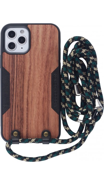 Coque iPhone 12 Pro Max - Wooden Design noyer