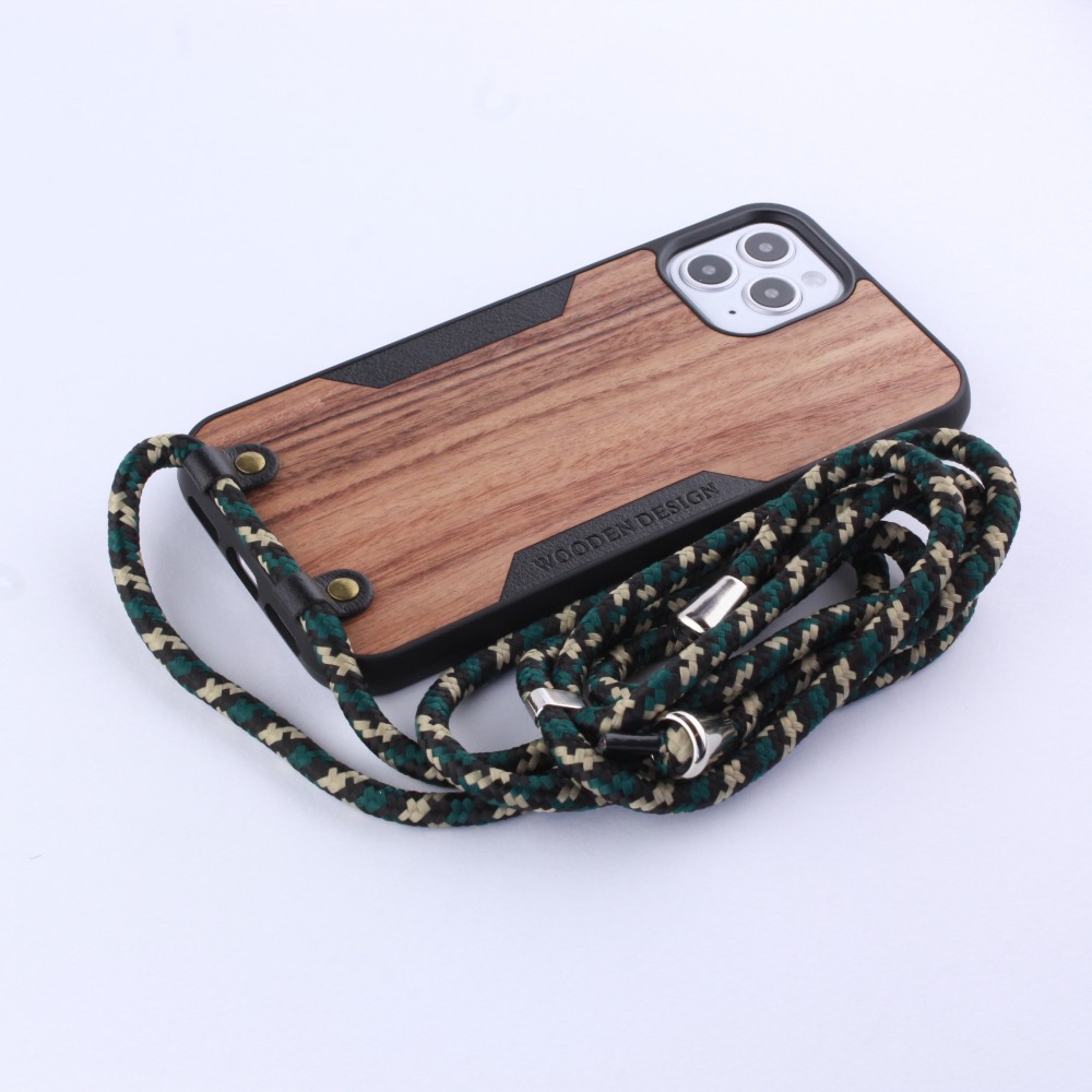 Coque iPhone 12 / 12 Pro - Wooden Design noyer