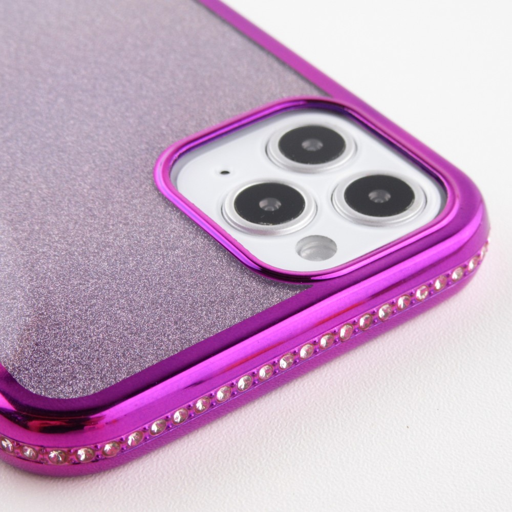 Coque iPhone 12 Pro Max - Bumper Diamond strass - Violet